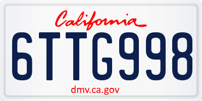 CA license plate 6TTG998