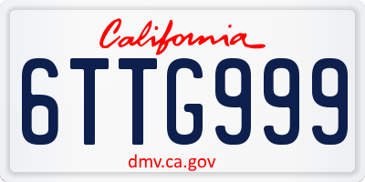 CA license plate 6TTG999