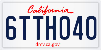 CA license plate 6TTH040