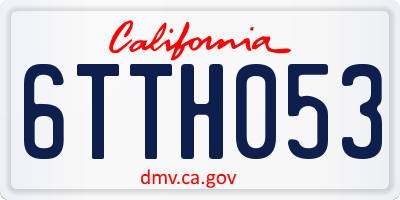 CA license plate 6TTH053
