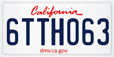 CA license plate 6TTH063