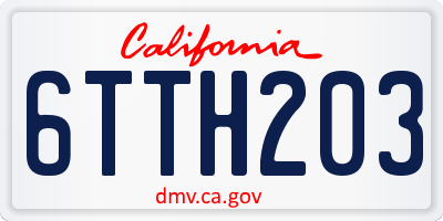 CA license plate 6TTH203