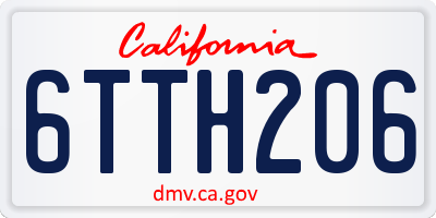 CA license plate 6TTH206