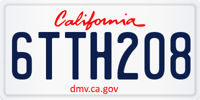 CA license plate 6TTH208