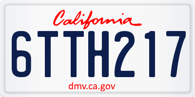 CA license plate 6TTH217