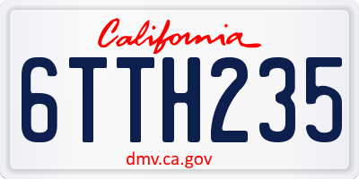 CA license plate 6TTH235