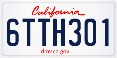 CA license plate 6TTH301