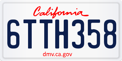 CA license plate 6TTH358