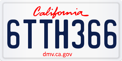 CA license plate 6TTH366