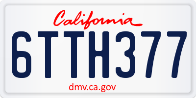 CA license plate 6TTH377