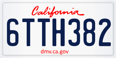 CA license plate 6TTH382