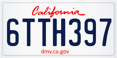 CA license plate 6TTH397