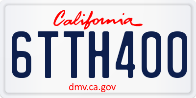 CA license plate 6TTH400