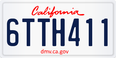 CA license plate 6TTH411