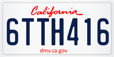 CA license plate 6TTH416