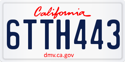 CA license plate 6TTH443