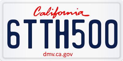 CA license plate 6TTH500