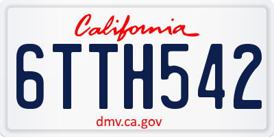 CA license plate 6TTH542
