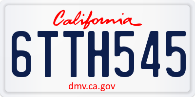 CA license plate 6TTH545