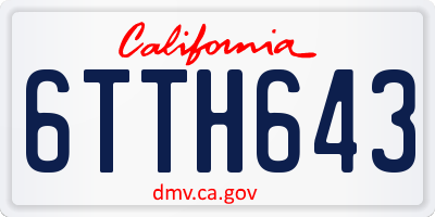 CA license plate 6TTH643
