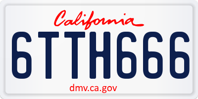 CA license plate 6TTH666