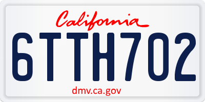CA license plate 6TTH702