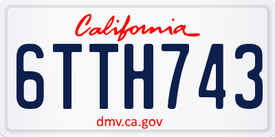 CA license plate 6TTH743