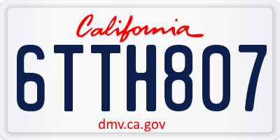 CA license plate 6TTH807