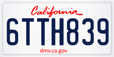 CA license plate 6TTH839