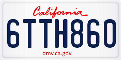 CA license plate 6TTH860