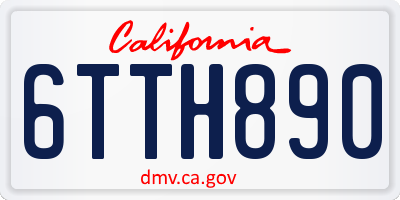 CA license plate 6TTH890