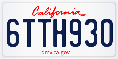 CA license plate 6TTH930