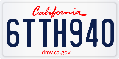 CA license plate 6TTH940