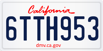 CA license plate 6TTH953
