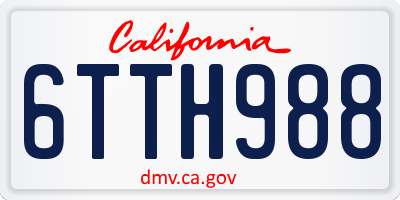 CA license plate 6TTH988