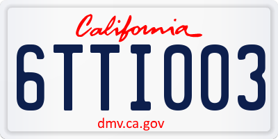 CA license plate 6TTI003