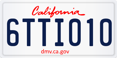 CA license plate 6TTI010