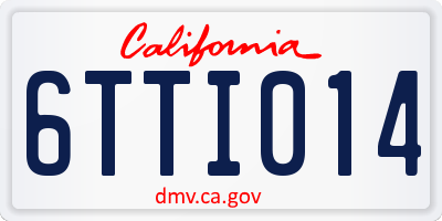CA license plate 6TTI014
