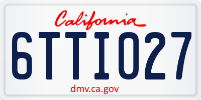 CA license plate 6TTI027