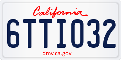 CA license plate 6TTI032