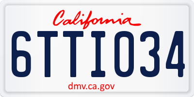 CA license plate 6TTI034