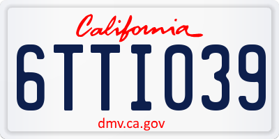 CA license plate 6TTI039