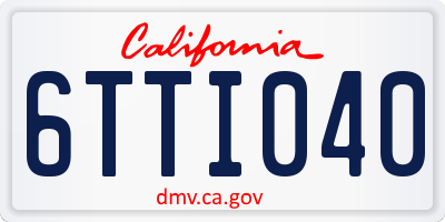 CA license plate 6TTI040