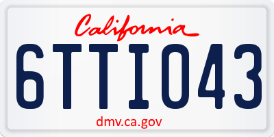 CA license plate 6TTI043