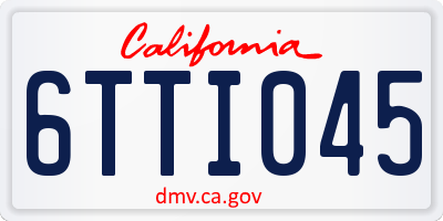 CA license plate 6TTI045