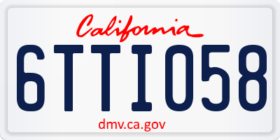 CA license plate 6TTI058