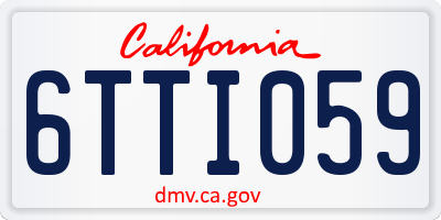 CA license plate 6TTI059