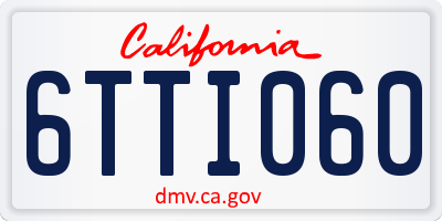 CA license plate 6TTI060