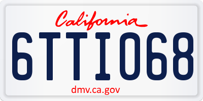 CA license plate 6TTI068