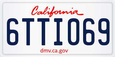 CA license plate 6TTI069